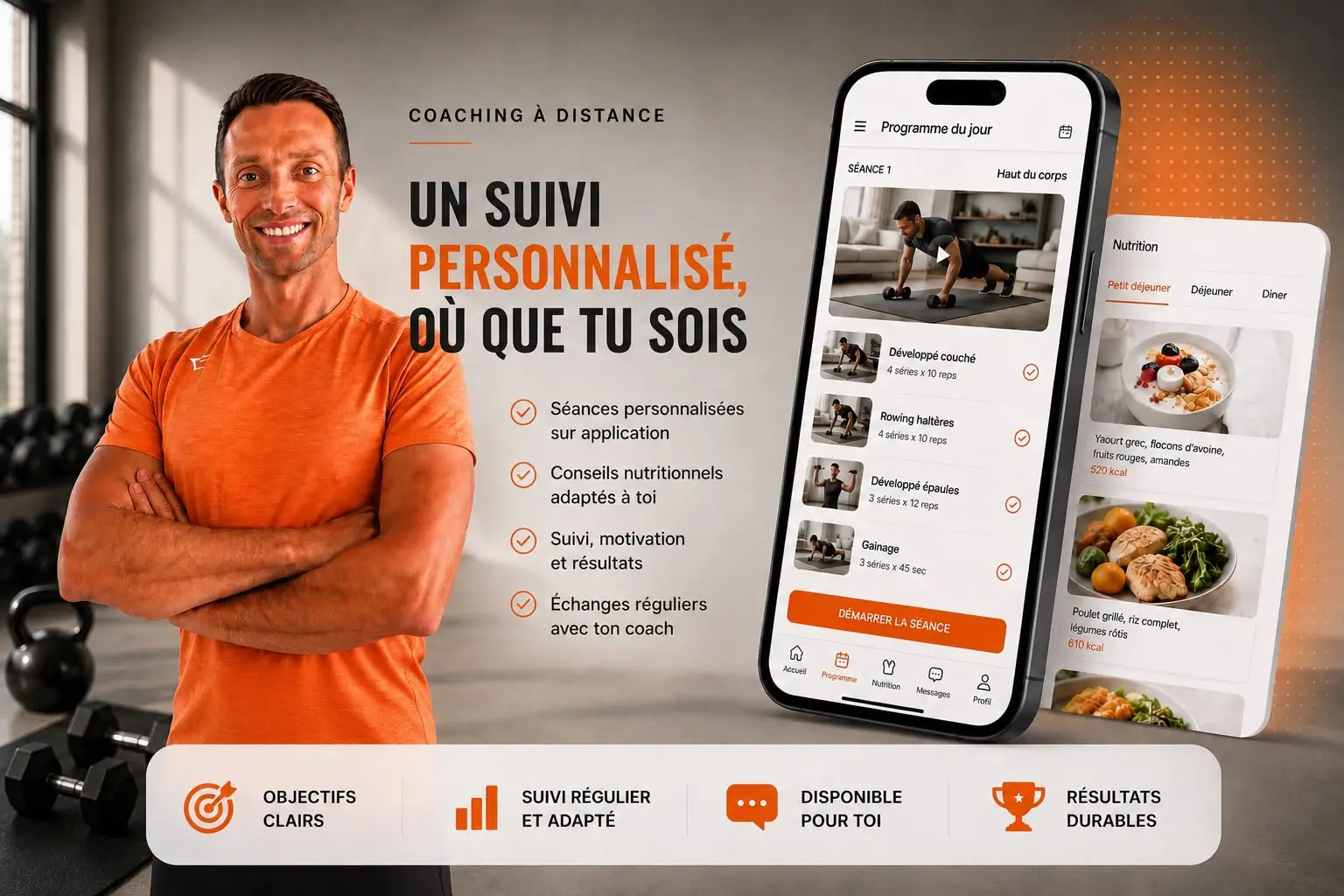 Coaching sportif à distance personnalisé Coaching sportif à distance avec programme d’entraînement personnalisé sur application